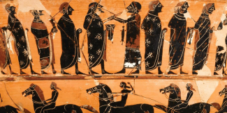 Lekythos con processione nuziale di Dioniso e Arianna
