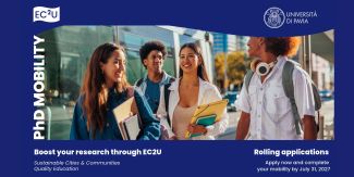 Cover “Boost your research through EC2U” con immagine di studenti e studentesse