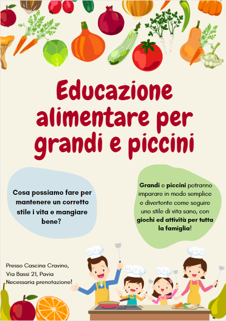 Locandina “Educazione alimentare per grandi e piccini” 