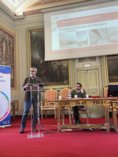 L'intervento di Mauro Mericco durante la presentazione del Report di Sostenibilità UniPv 2023.