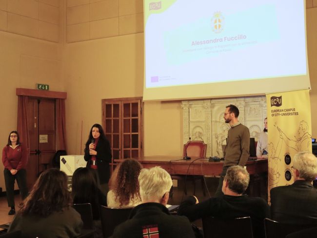 Alessandra Fuccillo durante l'evento EC2U del 19 dicembre 2024 in Aula Disegno