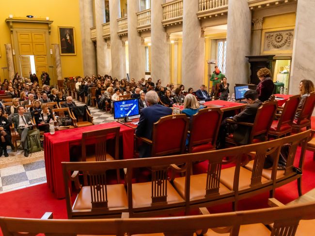 European Degree Workshop - A full Aula Magna listening to the speakers