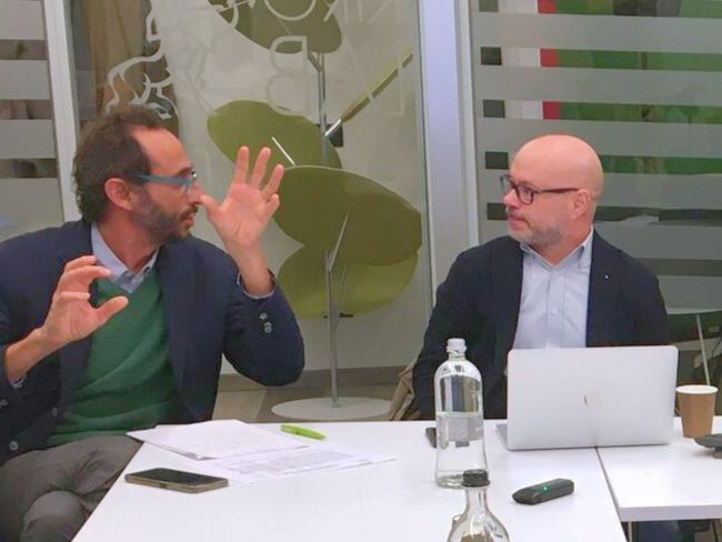 Andrea Zatti (a sinistra) e Roberto De Lotto durante l'EC2U Think Tank
