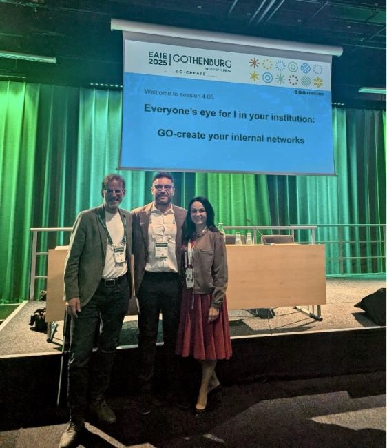 Marco Oliva (al centro) durante la sessione “Everyone’s eye for I in your institution: GO-create your internal networks” /  Marco Oliva (center) during the session “Everyone's eye for I in your institution: GO-create your internal networks”