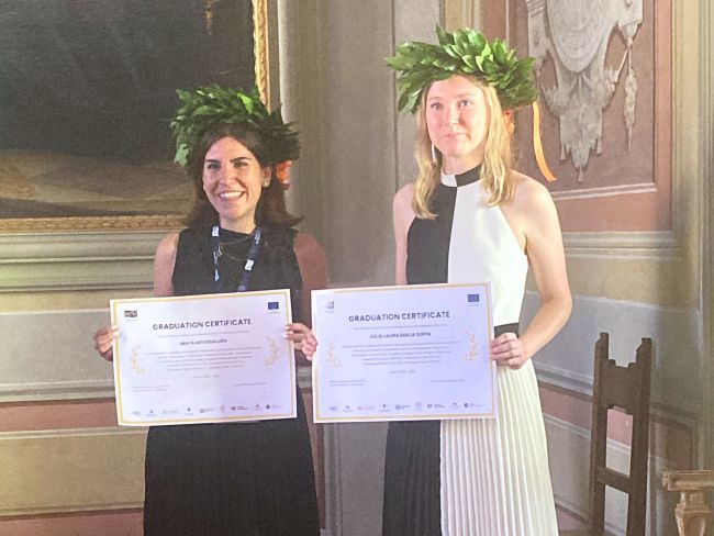 Maya Moussallieh and Julia Seppa during the informal ceremony organized in Pavia