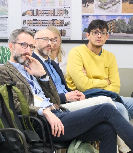 Il prof. Costamagna con il direttore GLOBEC Andrea Pichelli e il referente CUS Pavia Roberto Soldi durante la sessione inaugurale dell'evento