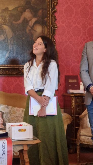 Cristina Caporusso durante la premiazione.