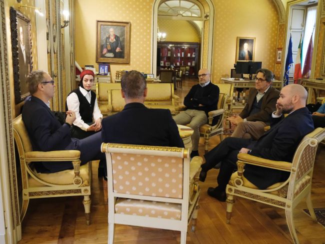 UniPv Rector Alessandro Reali and International Affairs delegates meet the first professor and students from Palestin