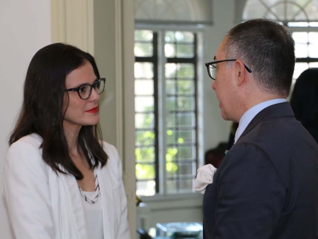 Karla De Palma (Salvadoran Agency for Development) and the Ambassador Paolo Emanuele Rozo Sordini