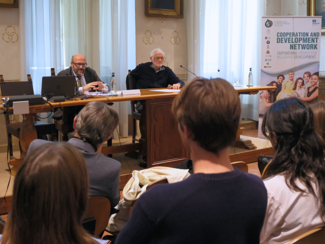 Students listening the Lectio magistralis held by Sandro De Luca and Gianni Vaggi