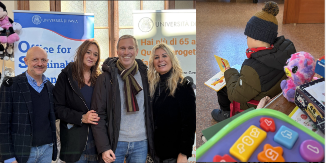 Alessandro Greco, Lisa Boggiani, Alessandro Reali e Daniela Boggiani - Un bimbo allo stand di "Giocattoli in circolo"