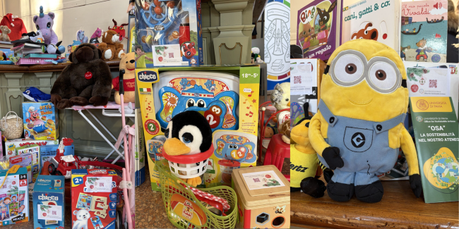 Giochi esposti allo stand di "Giocattoli in circolo"