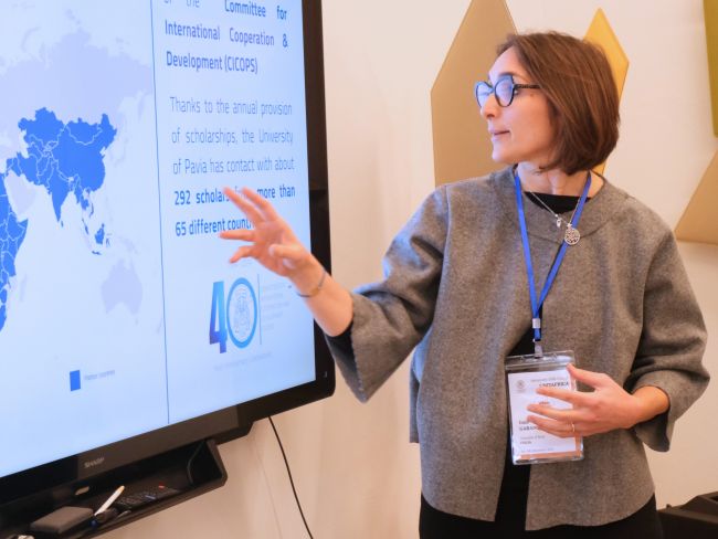 Gaia Garancini talking about projects held by GLOBEC