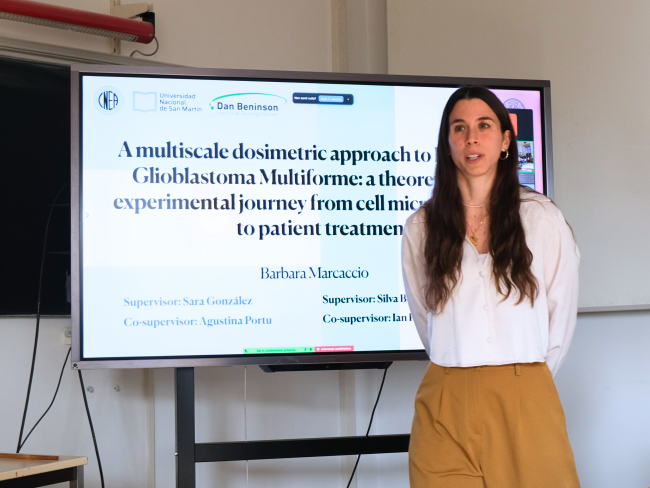 Barbara Marcaccio, prima dottoranda in cotutela UniPv-UNISAM durante la discussione della tesi