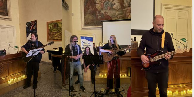 Collage con alcuni dei momenti della "Jam Session Candle Light" con Flavio Ceravolo, i Derivacustica, Nicola Martinelli