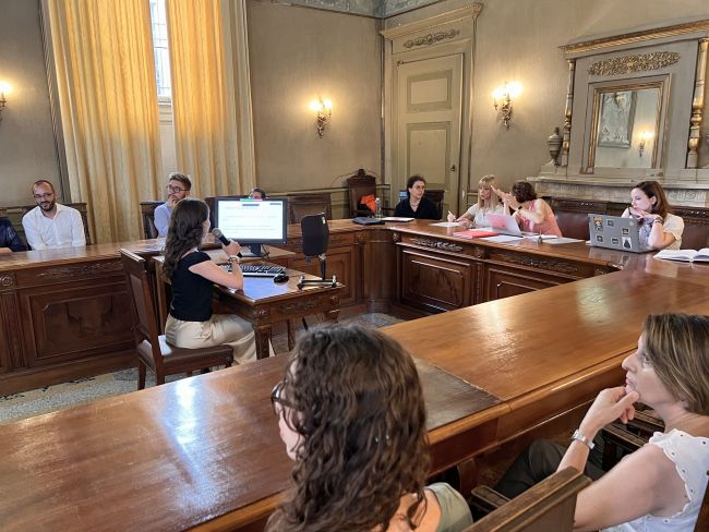Francesca Pezzi durante la discussione di tesi